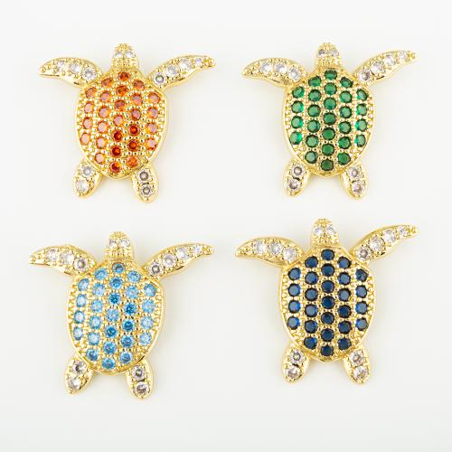 Cubique Pendentif en laiton zircon pavent, tortue, bijoux de mode & unisexe & pavé de micro zircon, plus de couleurs à choisir Environ 3mm, Vendu par PC