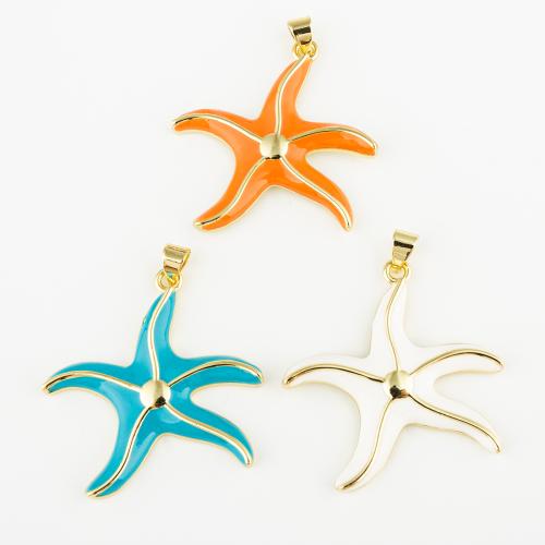 Enamel Brass Pendants, Starfish, fashion jewelry & Unisex 