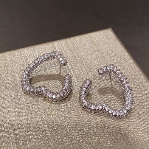 Cubic Zirconia Micro Pave Brass Earring, Heart, fashion jewelry & micro pave cubic zirconia & for woman, 23mm 