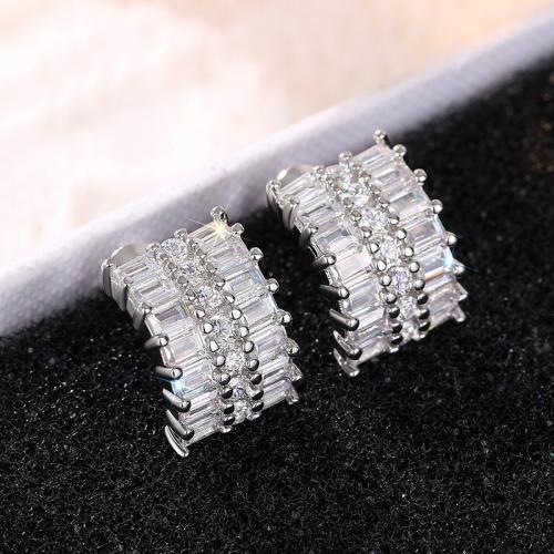 Cubic Zirconia Micro Pave Brass Earring, fashion jewelry & micro pave cubic zirconia & for woman 