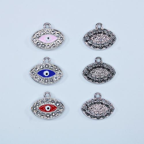 Zink-Legierung Evil Eye Anhänger, Zinklegierung, blöser Blick, plattiert, DIY & Emaille & mit Strass, keine, 18x15mm, ca. 100PCs/Tasche, verkauft von Tasche