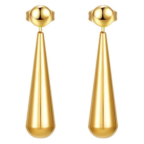 Stainless Steel Drop Earring, 304 Stainless Steel, Teardrop, Vacuum Ion Plating, fashion jewelry & for woman, golden 