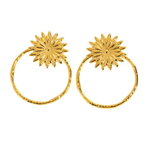 Stainless Steel Stud Earring, 304 Stainless Steel, Flower, Vacuum Ion Plating, fashion jewelry & for woman, golden 