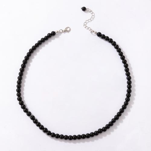 Resin Zinc Alloy Necklace, with Zinc Alloy, with 6.5cm extender chain, fashion jewelry, Jet .5 cm 