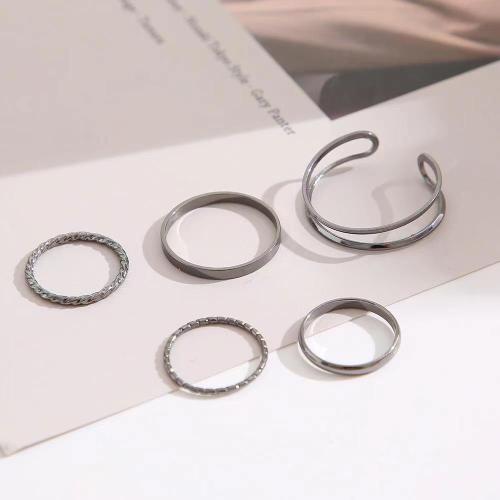 Zink-Legierung Ring Set, Zinklegierung, plattiert, 5 Stück & für Frau, keine, verkauft von setzen