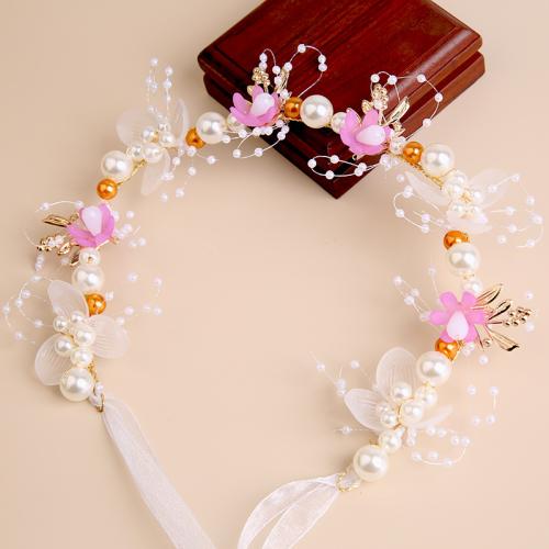 Headband, Iron, with Plastic Pearl, for bridal 