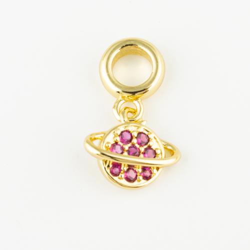 Cubic Zirconia Micro Pave Brass Pendant, fashion jewelry & Unisex & micro pave cubic zirconia, golden Approx 5mm 