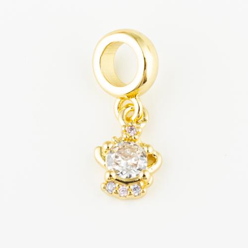 Cubic Zirconia Micro Pave Brass Pendant, fashion jewelry & Unisex & micro pave cubic zirconia, golden Approx 5mm 