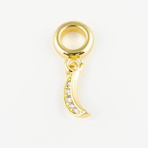 Cubic Zirconia Micro Pave Brass Pendant, Moon, fashion jewelry & Unisex & micro pave cubic zirconia, golden Approx 5mm 