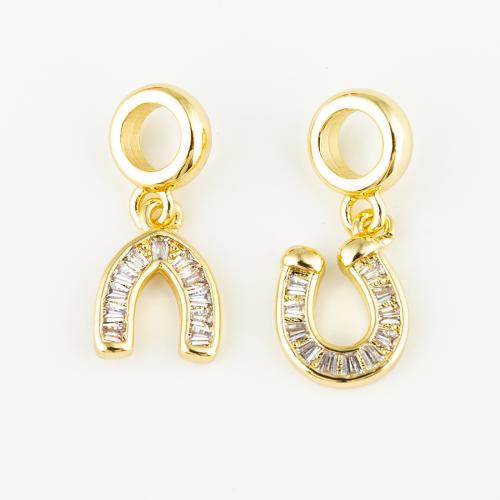 Cubic Zirconia Micro Pave Brass Pendant, Unisex & micro pave cubic zirconia, golden Approx 5mm 