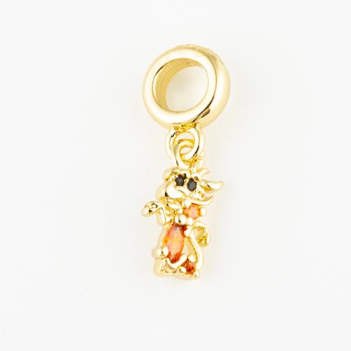 Cubic Zirconia Micro Pave Brass Pendant, fashion jewelry & Unisex & micro pave cubic zirconia, golden Approx 5mm 