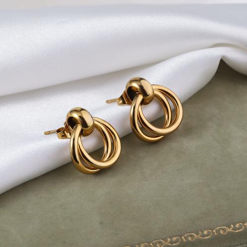 Stainless Steel Stud Earring, 304 Stainless Steel, 18K gold plated, fashion jewelry & for woman, golden 