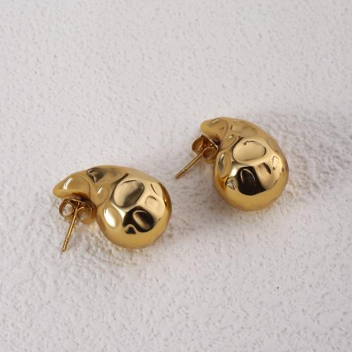 Stainless Steel Stud Earring, 304 Stainless Steel, 18K gold plated, fashion jewelry & for woman, golden, 31mm 