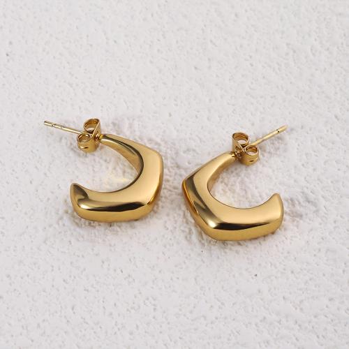 Stainless Steel Stud Earring, 304 Stainless Steel, 18K gold plated, fashion jewelry & for woman, golden, 19mm 