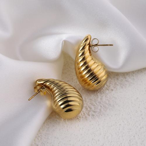 Stainless Steel Stud Earring, 304 Stainless Steel, 18K gold plated, fashion jewelry & for woman, golden, 26mm 