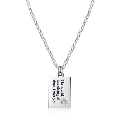 Stainless Steel Jewelry Necklace, 304 Stainless Steel, with 4cm extender chain, Rectangle, fashion jewelry & for woman, original color Approx 59.8 cm 