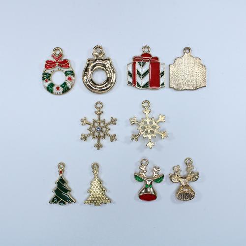 Zinc Alloy Christmas Pendants, gold color plated & Christmas Design & DIY & enamel Approx [