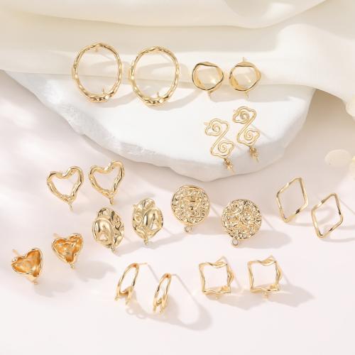 Brass Earring Stud Component, plated, DIY & micro pave cubic zirconia 