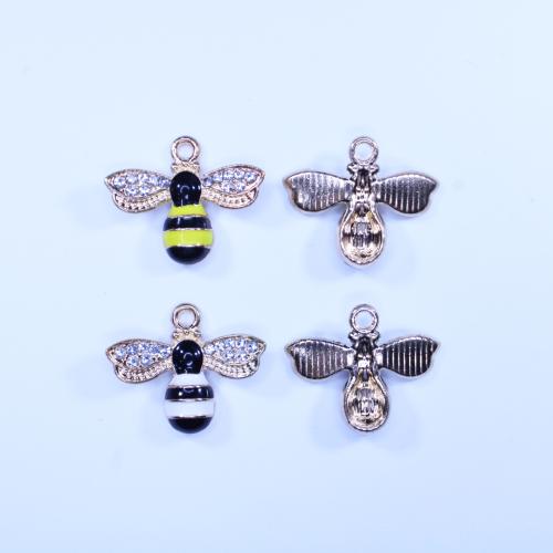 Zinc Alloy Enamel Pendants, Bee, platinum color plated, DIY Approx 