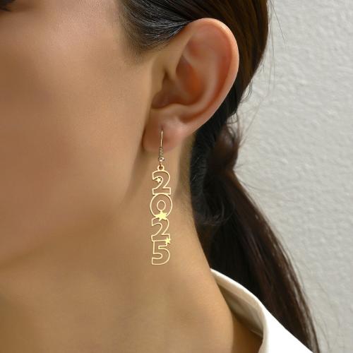 Iron Drop Earring, Number, gold color plated, for woman 