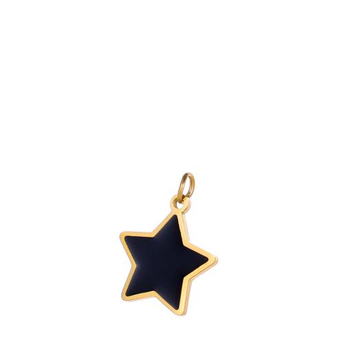 Enamel Stainless Steel Pendant, 304 Stainless Steel, Star, gold color plated, DIY, black 