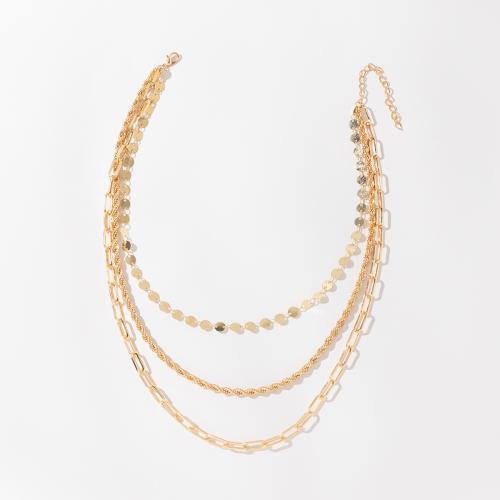 Fashion Multi Layer Necklace, Zinc Alloy, with 7cm extender chain, gold color plated, fashion jewelry, golden cm 