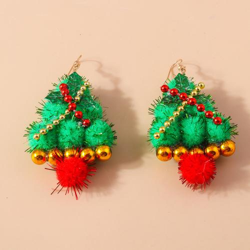 Christmas Earrings, Felt, with Zinc Alloy, Christmas Tree, handmade, Christmas Design & fashion jewelry & for woman 