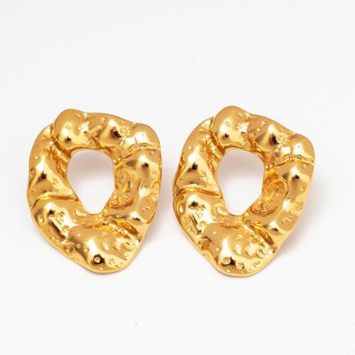 Edelstahl Stud Ohrring, 304 Edelstahl, Vakuum-Ionen-Beschichtung, Modeschmuck & für Frau & hohl, goldfarben, 31x24mm, verkauft von Paar