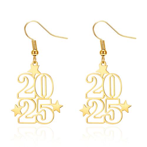 Stainless Steel Drop Earring, 304 Stainless Steel, plated & for woman, gold 