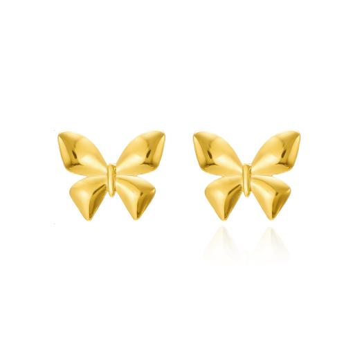 Stainless Steel Stud Earring, 304 Stainless Steel, Butterfly, plated, for woman, gold 