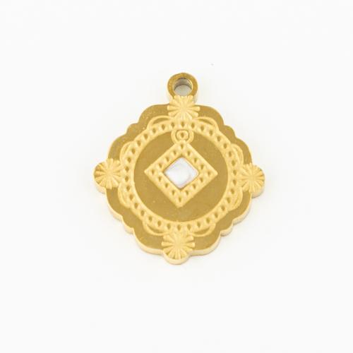 Rhinestone Stainless Steel Pendants, 304 Stainless Steel, Vacuum Ion Plating, DIY & with rhinestone, gold 