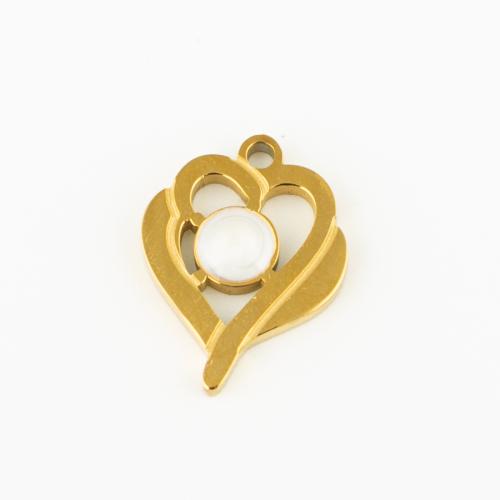 Enamel Stainless Steel Pendant, 304 Stainless Steel, Heart, Vacuum Ion Plating, DIY, gold 