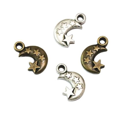 Zinc Alloy Jewelry Pendants, Moon and Star, plated, DIY 