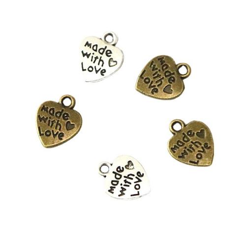 Zinc Alloy Heart Pendants, plated, DIY 