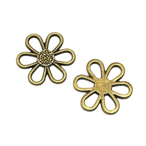 Zinc Alloy Flower Pendants, antique bronze color plated, DIY 