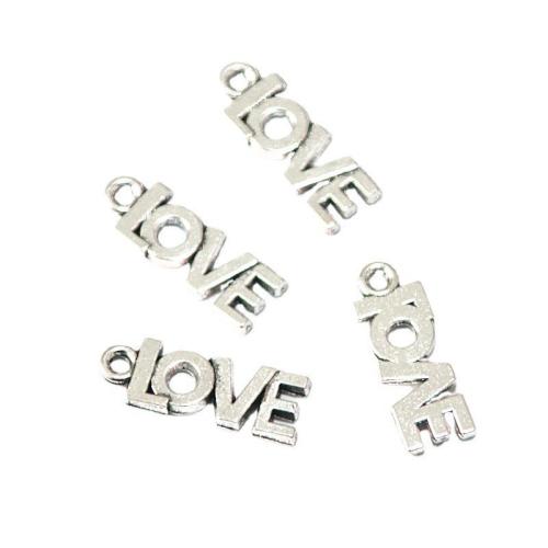 Zinc Alloy Message Pendants, Alphabet Letter, antique silver color plated, DIY 