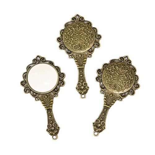 Zinc Alloy Jewelry Pendants, Mirror, antique bronze color plated, DIY 