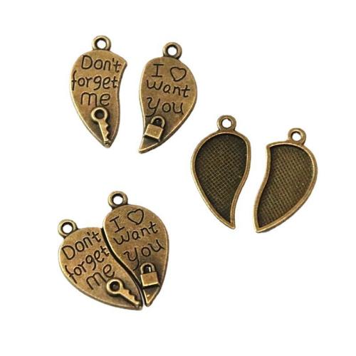 Zinc Alloy Heart Pendants, antique bronze color plated, DIY 