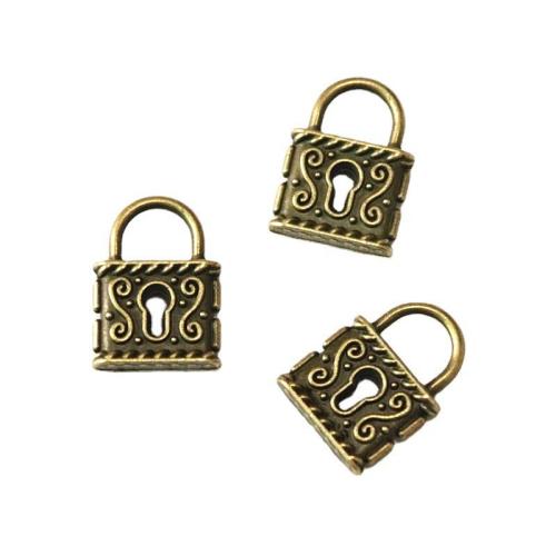 Zinc Alloy Lock Pendants, antique bronze color plated, DIY 