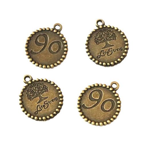 Zinc Alloy Jewelry Pendants, Round, antique bronze color plated, DIY 