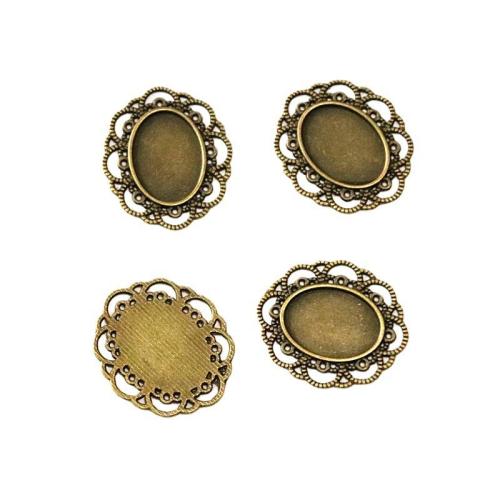 Zinc Alloy Pendant Cabochon Setting, antique bronze color plated, DIY [