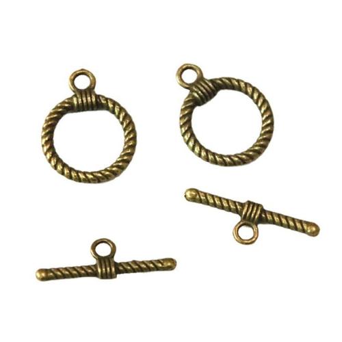 Zink Legierung Knebelverschluss, Zinklegierung, antike Bronzefarbe plattiert, DIY, Ring diameter 22.5*17.7MM, buckle length 25.5MM, 50SetsSatz/Tasche, verkauft von Tasche