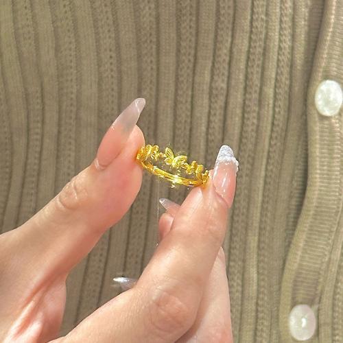 Brass Cuff Finger Ring, Butterfly, gold color plated, fashion jewelry & for woman, US Ring .5 