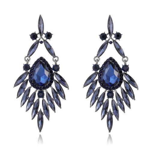 Zinc Alloy Rhinestone Drop Earring, with Glass Rhinestone, fashion jewelry & for woman & with rhinestone 