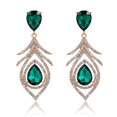 Zinc Alloy Rhinestone Drop Earring, with Glass Rhinestone, fashion jewelry & for woman & with rhinestone 