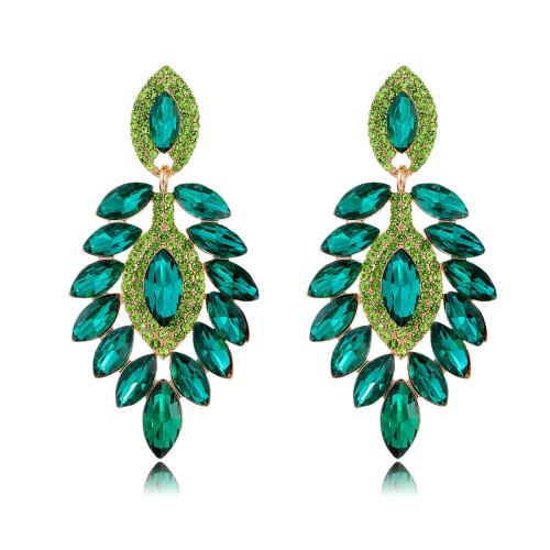 Zinc Alloy Rhinestone Drop Earring, with Glass Rhinestone, fashion jewelry & for woman & with rhinestone 