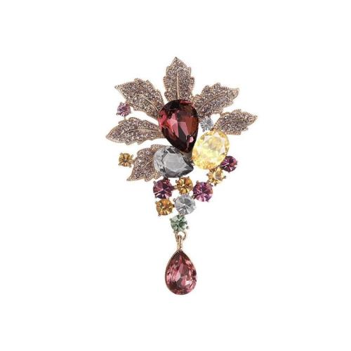 Rhinestone Zinc Alloy Brooch, for woman & with rhinestone 