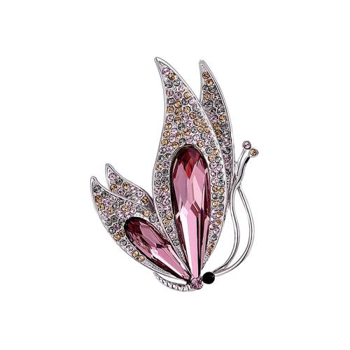 Rhinestone Zinc Alloy Brooch, for woman & with rhinestone 