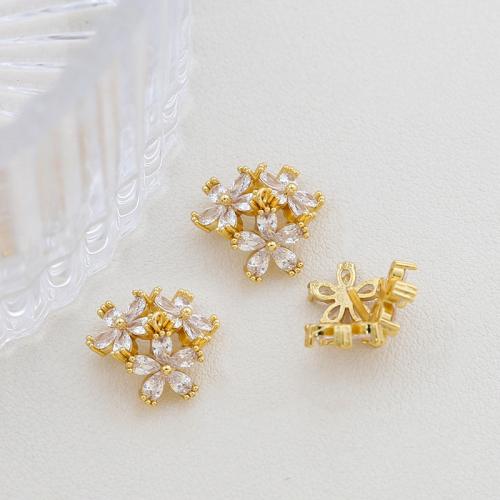 Brass Peg Bail, Flower, DIY & micro pave cubic zirconia 