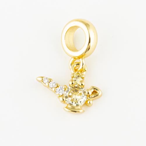 Cubic Zirconia Micro Pave Brass Pendant, fashion jewelry & Unisex & micro pave cubic zirconia, golden Approx 5mm 